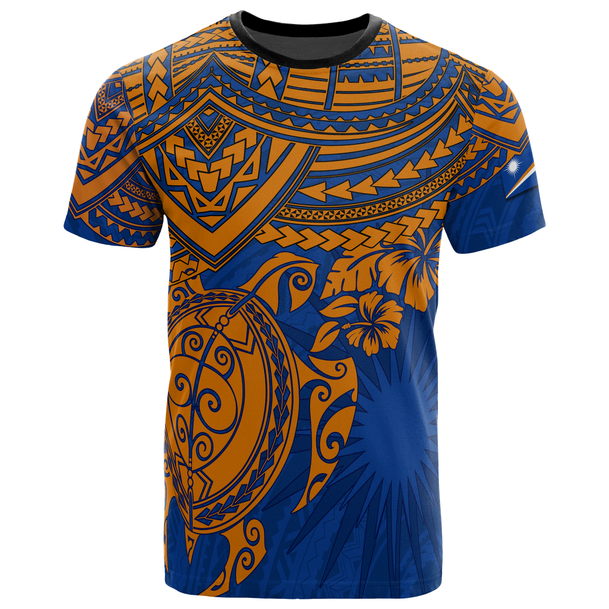 Marshall Islands Polynesian T Shirt Marshall Islands Flag Blue Turtle Hibiscus
