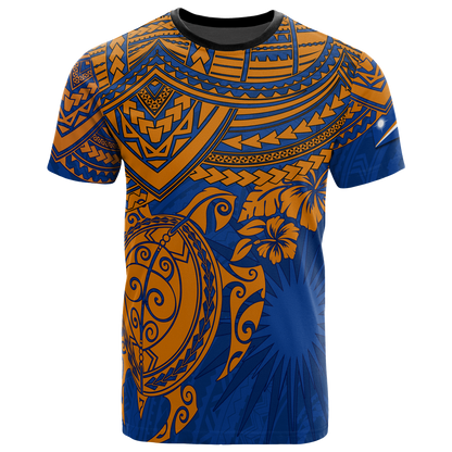 Marshall Islands Polynesian T Shirt Marshall Islands Flag Blue Turtle Hibiscus