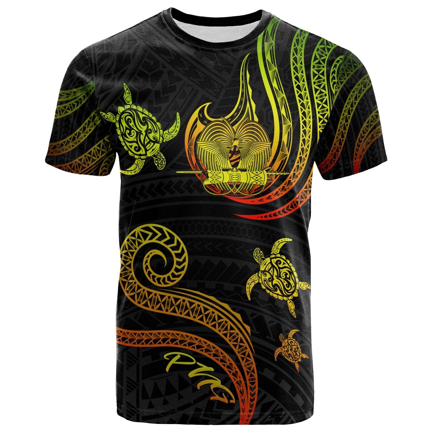 Papua New Guinea T - Shirt - Polynesian Turtle With Pattern Reggae