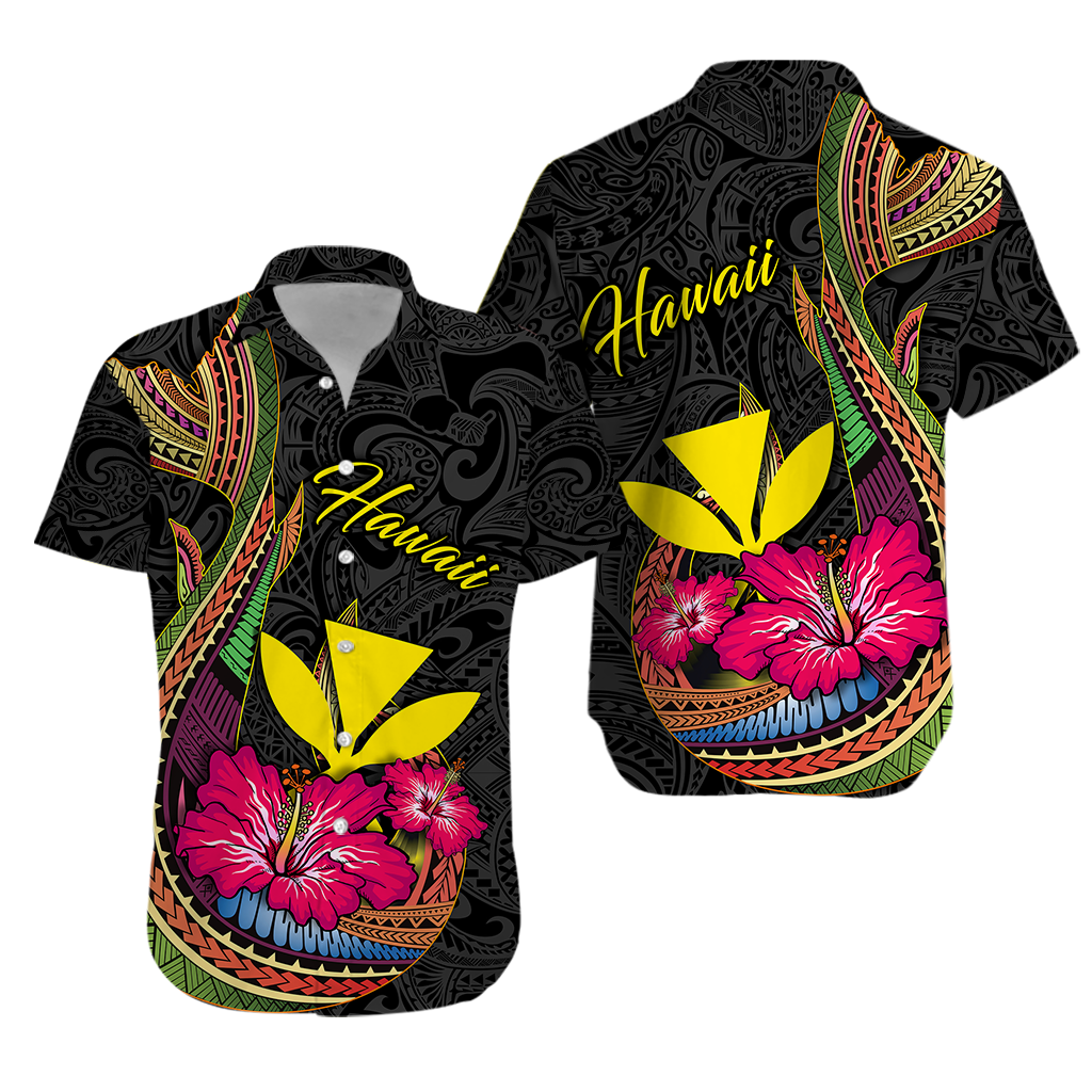 Hawaii Polynesian Fish Hook Hibiscus Hawaiian Shirt -