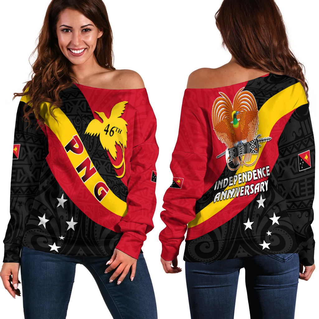 Papua New Guinea Off Shoulder Sweater Happy Independence Day