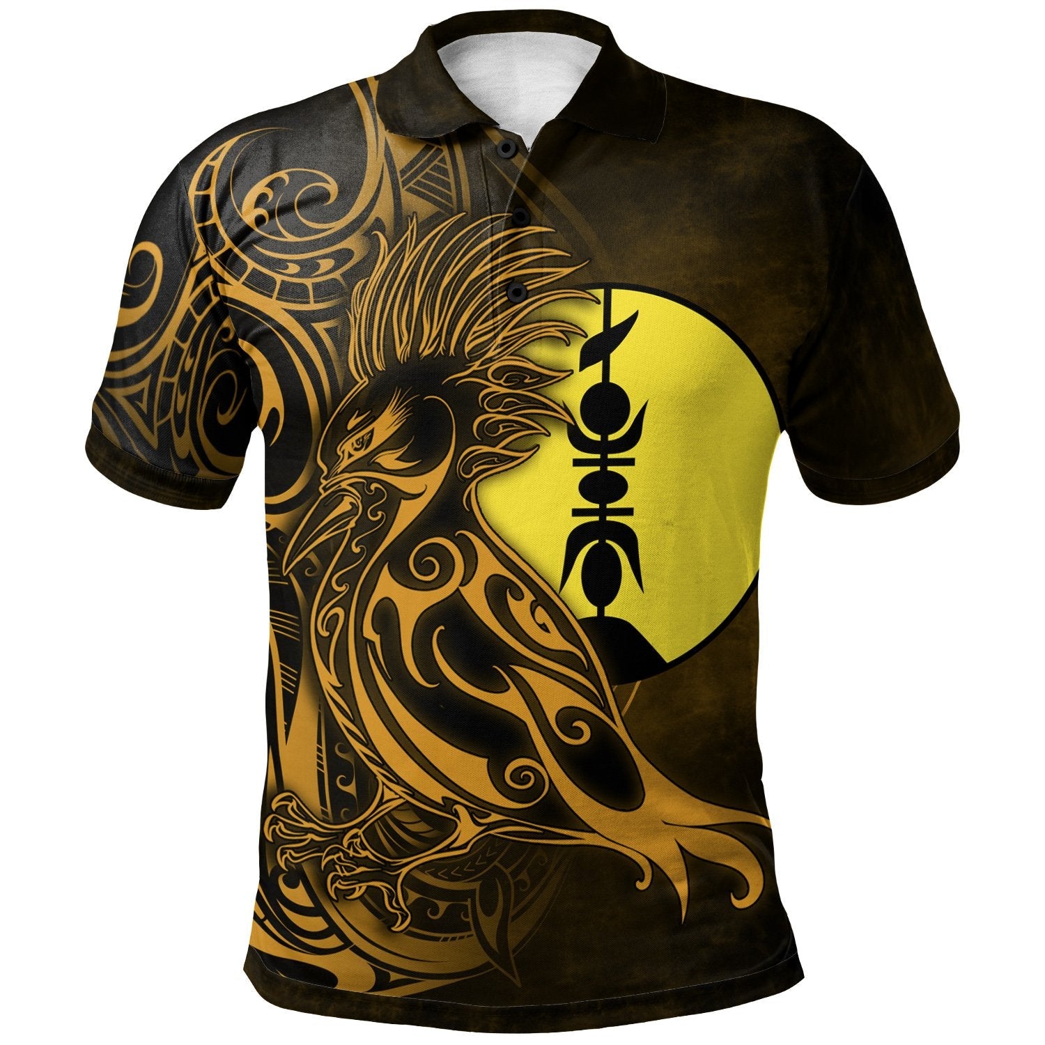 New Caledonia Polo Shirt Gold - Kagu and Flèche Faîtière