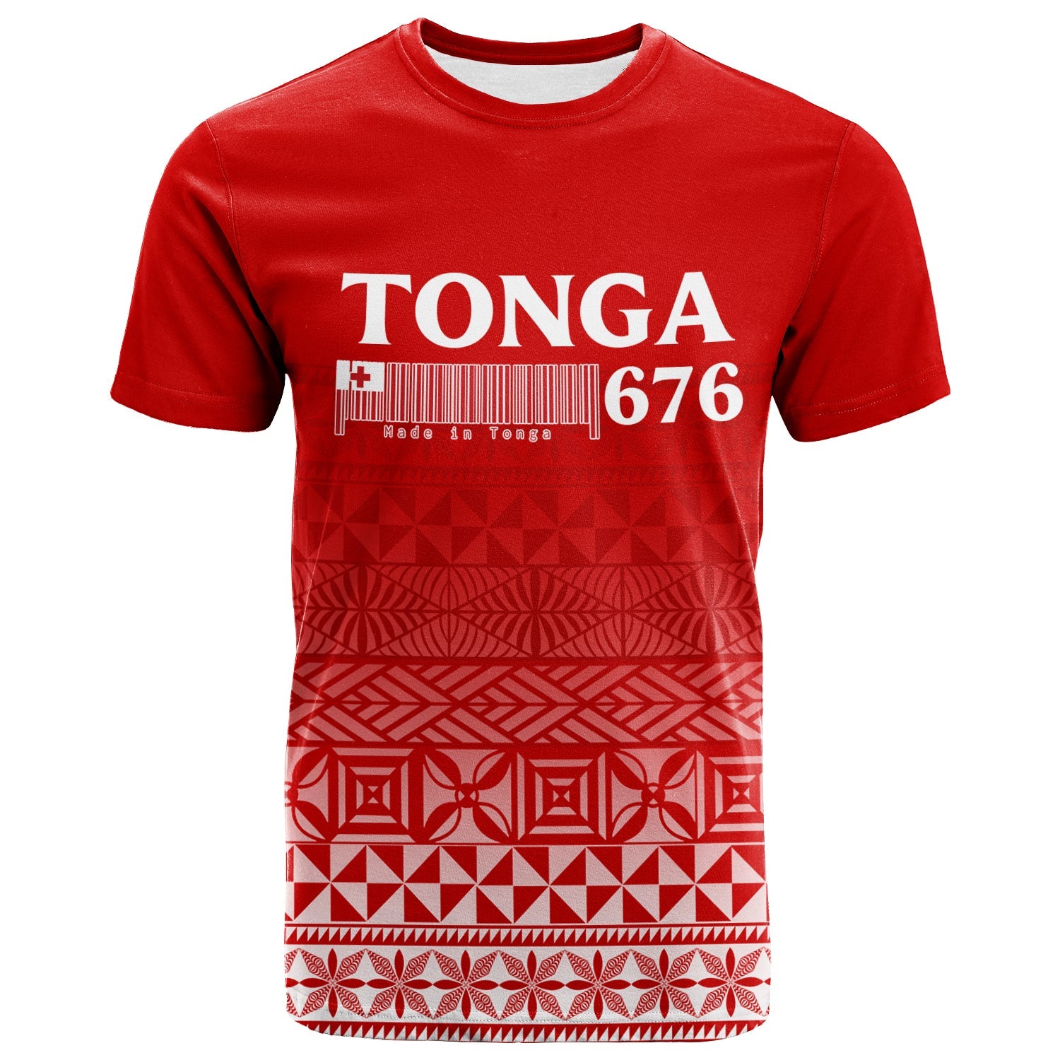 Tonga 676 T - Shirt - Tongan Pattern Red Shirt