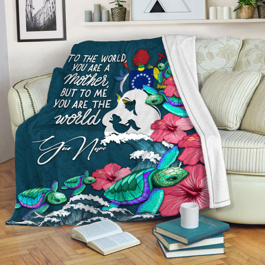 Custom Personalised Cook Islands Mothers Day With Green Turtle Blanket