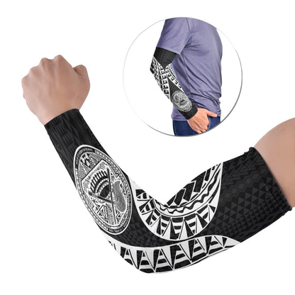 American Samoa Arm Sleeve Polynesian Pattern Black (Set of 2)