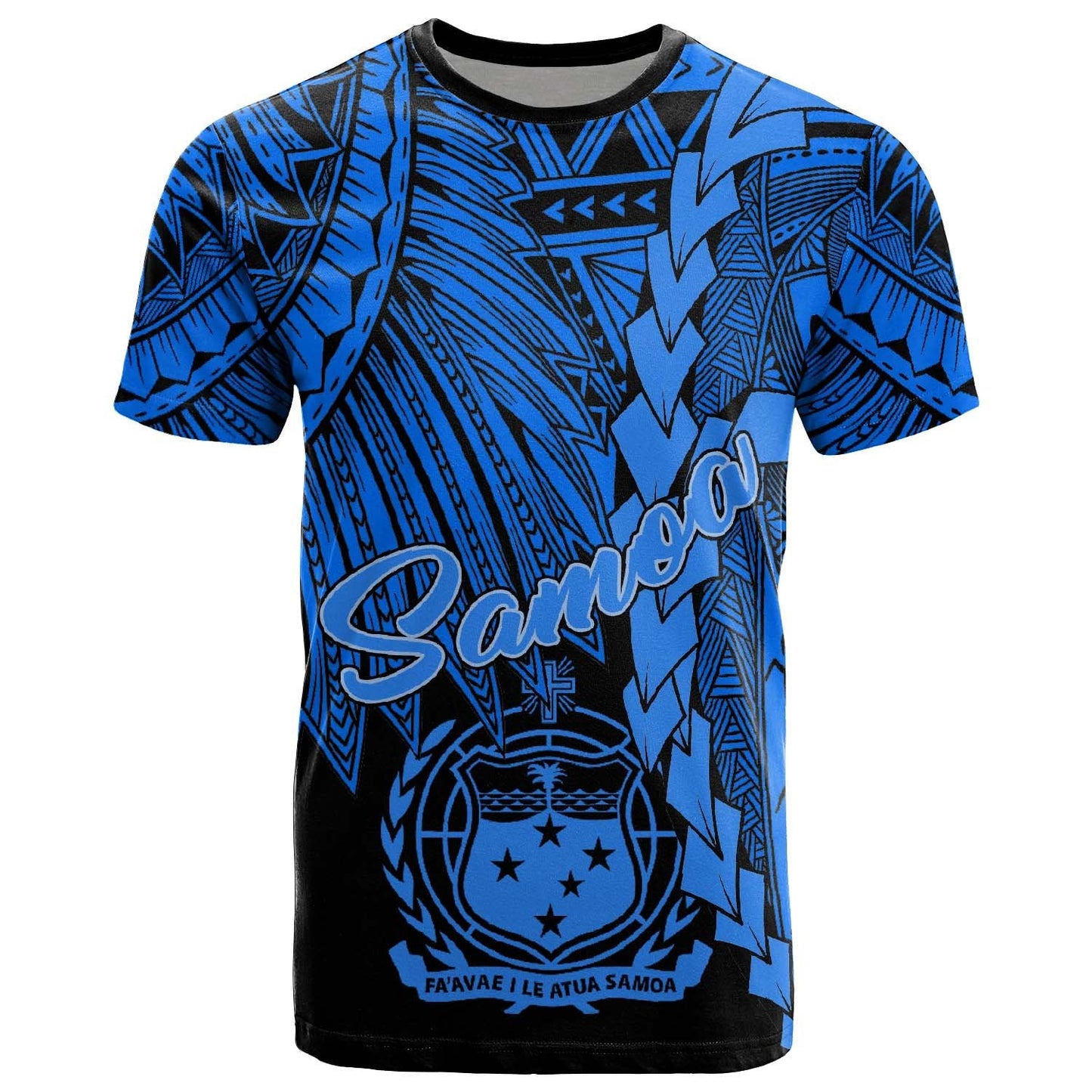 Samoa Polynesian T - Shirt - Tribal Wave Tattoo Blue