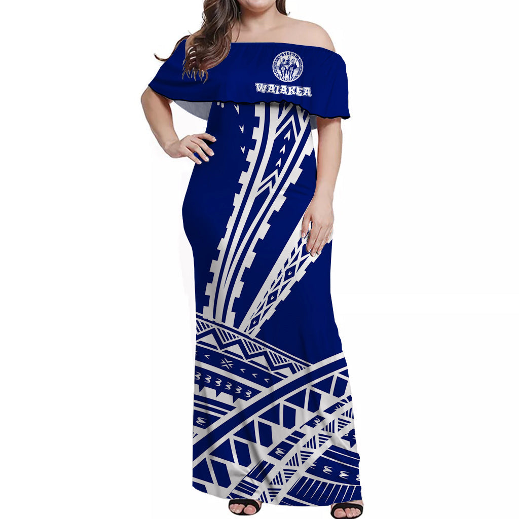 Hawaii Waiakea High School Tattoo Tribal Off Shoulder Dress Ver05