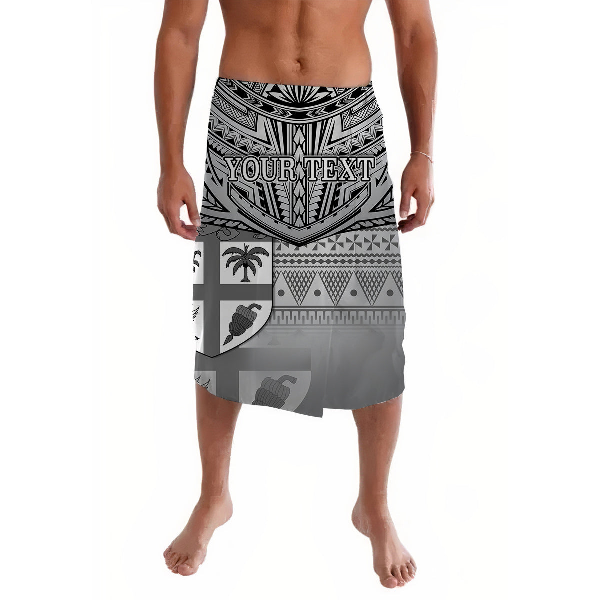 (Custom Personalised) Fiji Creative Lavalava Love Country Version Black