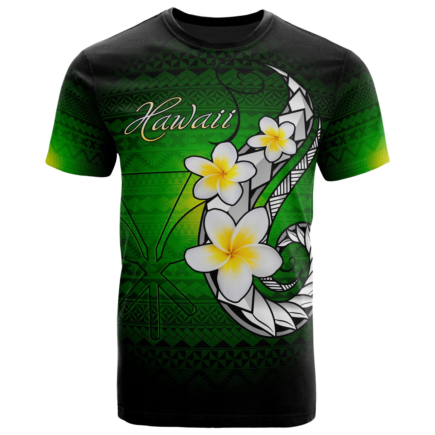 Polynesian Hawaii T Shirt Plumeria Poly Pattern