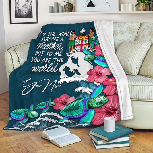 Custom Personalised Fiji Mothers Day With Green Turtle Blanket