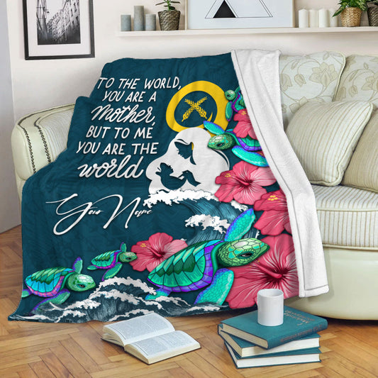 Custom Personalised Vanuatu Mothers Day With Green Turtle Blanket