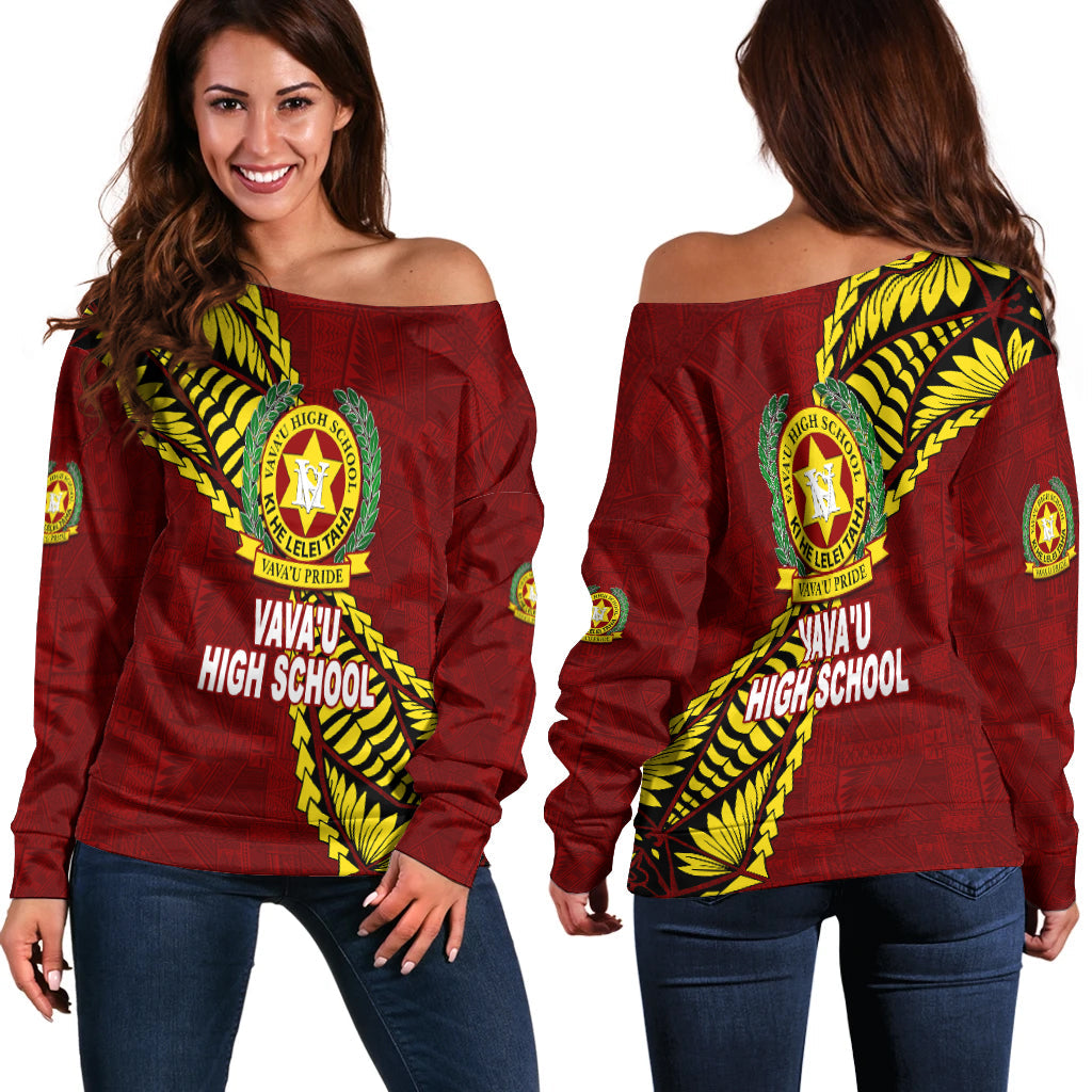 Tonga Vava'u High School Tongan Patterns Women Off Shoulder Sweater