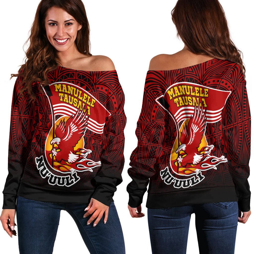 American Samoa Women's Off Shoulder Sweater Manulele Tausala Nuuuli (Ver 2)