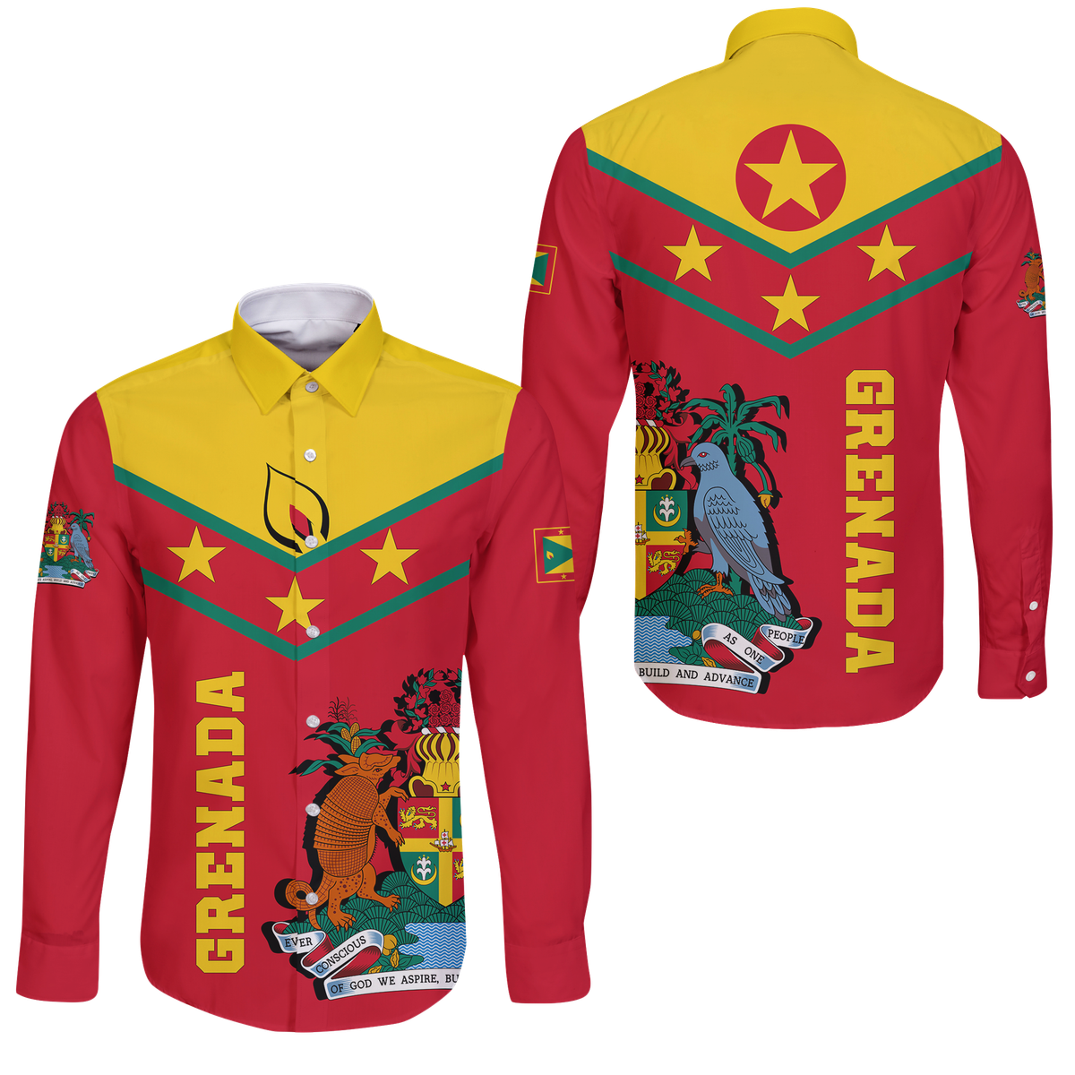 Grenada Long Sleeve Button Shirt Proud Grenadian