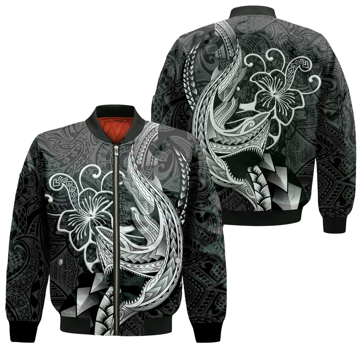 Polynesian Shark Tattoo Hawaii Tribal Bomber Jacket
