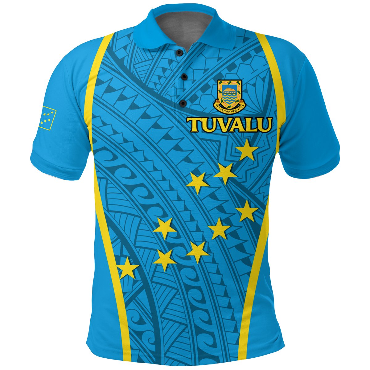Tuvalu Polo Shirt - Tribal Pattern -