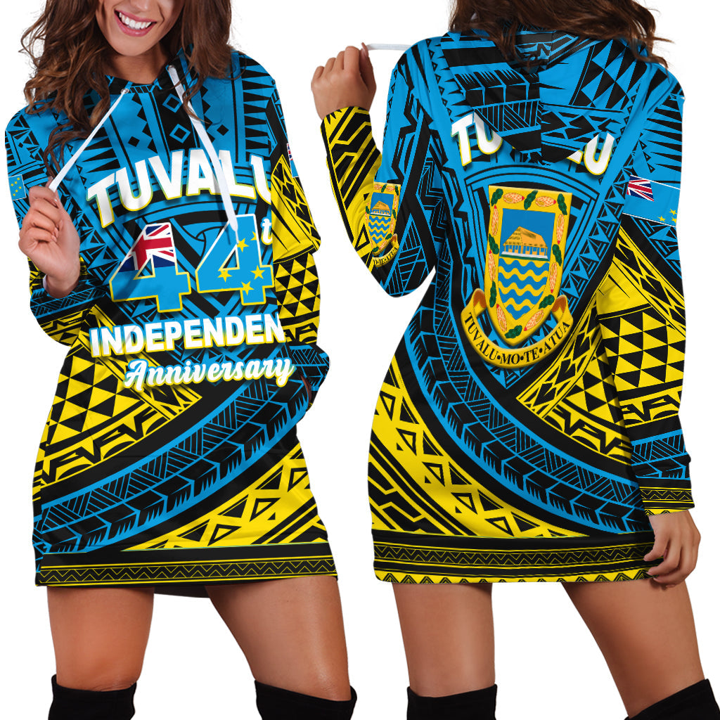 Tuvalu Hoodie Dress 44th Independence Anniversary Tribal Pattern