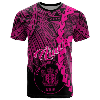 Niue Polynesian T Shirt Tribal Wave Tattoo Pink