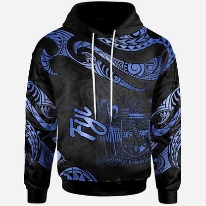 Fiji Polynesian Hoodie Poly Tattoo Blue Version