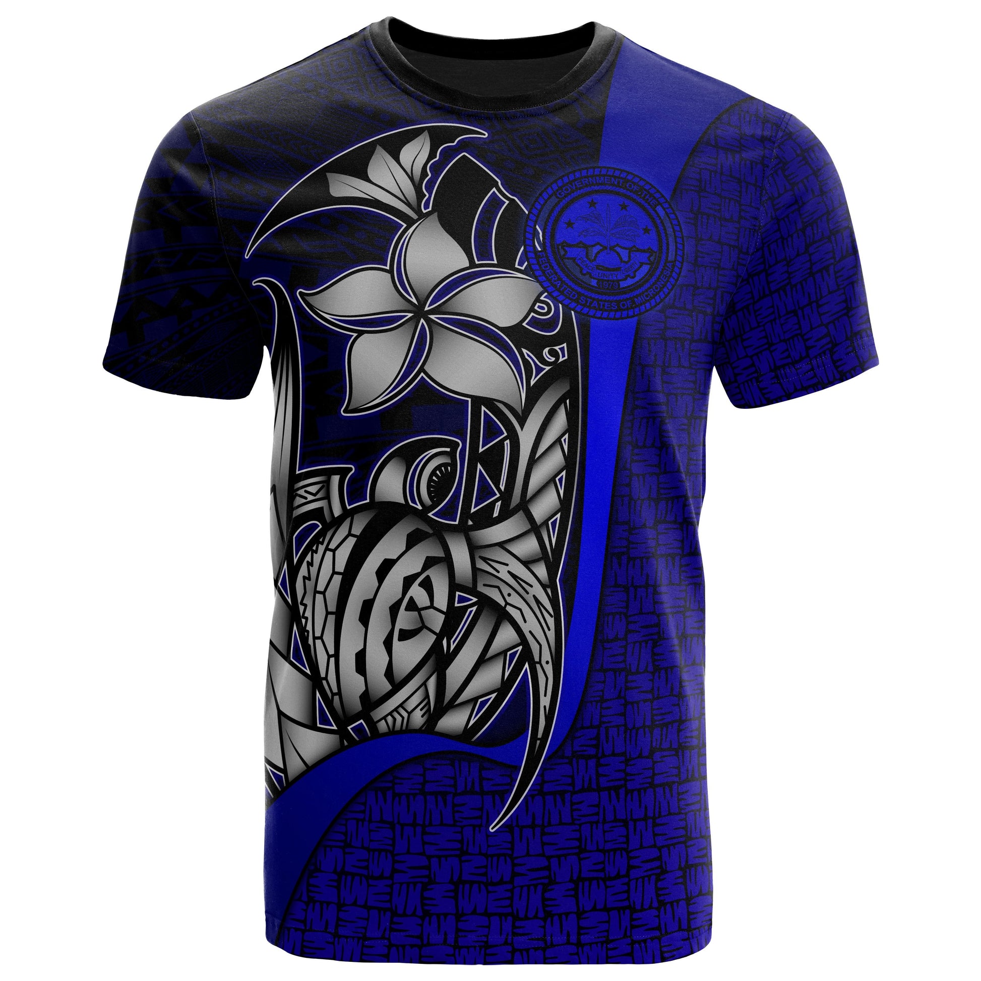 Federated States Of Micronesia T - Shirt Blue - Turtle With Hook