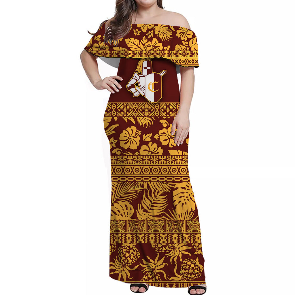 Castle High School Tropical Flower Off Shoulder Dress Ver01