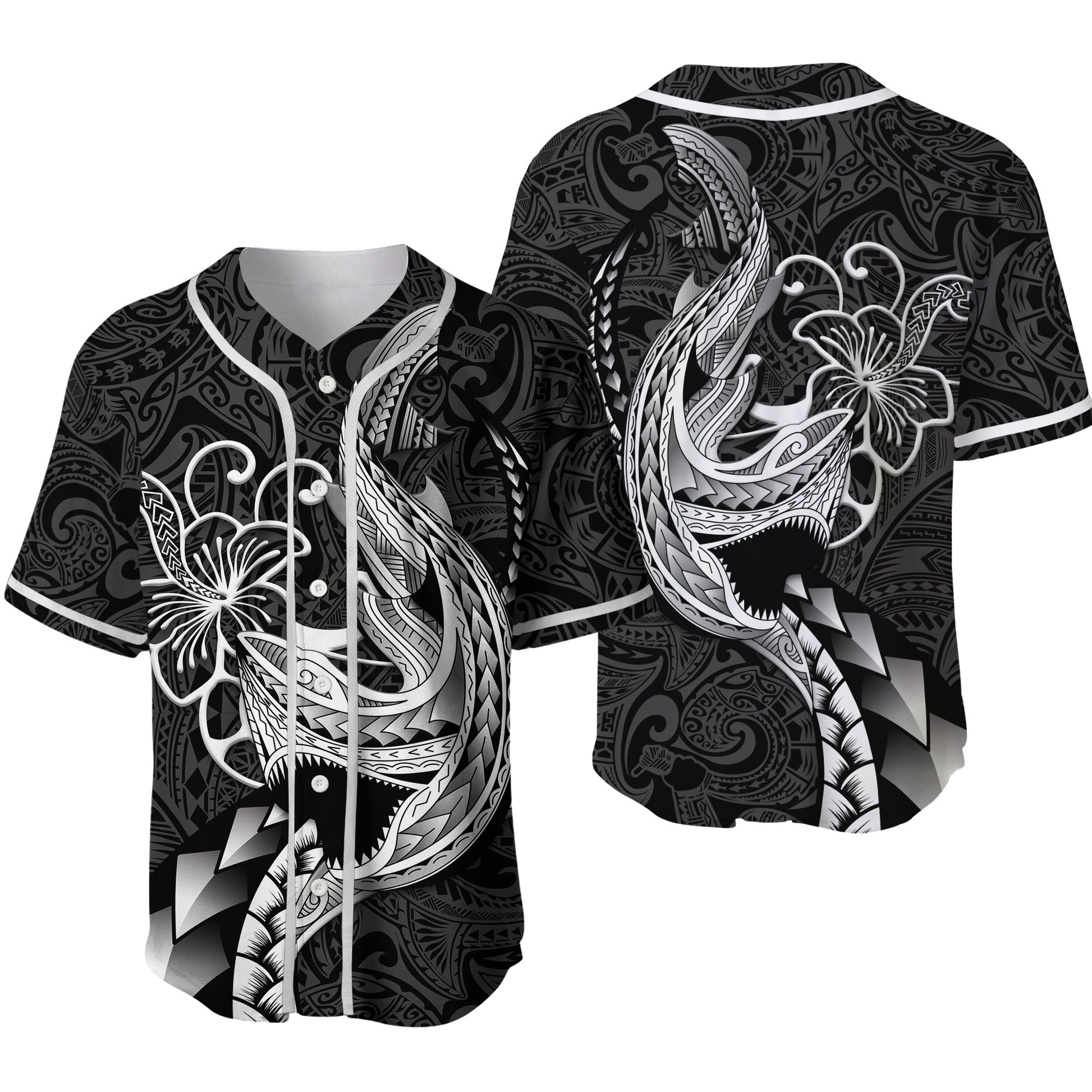 Polynesian Shark Tattoo Hawaii Tribal Baseball Jersey