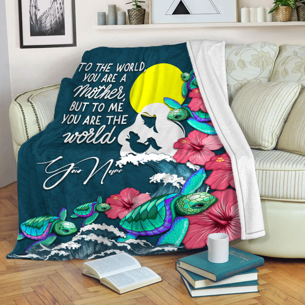 Custom Personalised Palau Mothers Day With Green Turtle Blanket