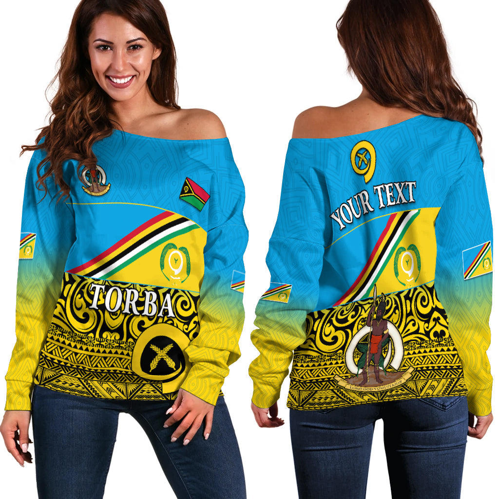(Custom Personalised) Torba Province Off Shoulder Sweater Vanuatu Proud