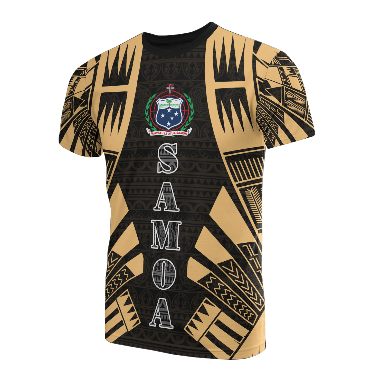 Samoa T - Shirt - Samoa Coat Of Arms Polynesian Tattoo Gold Style