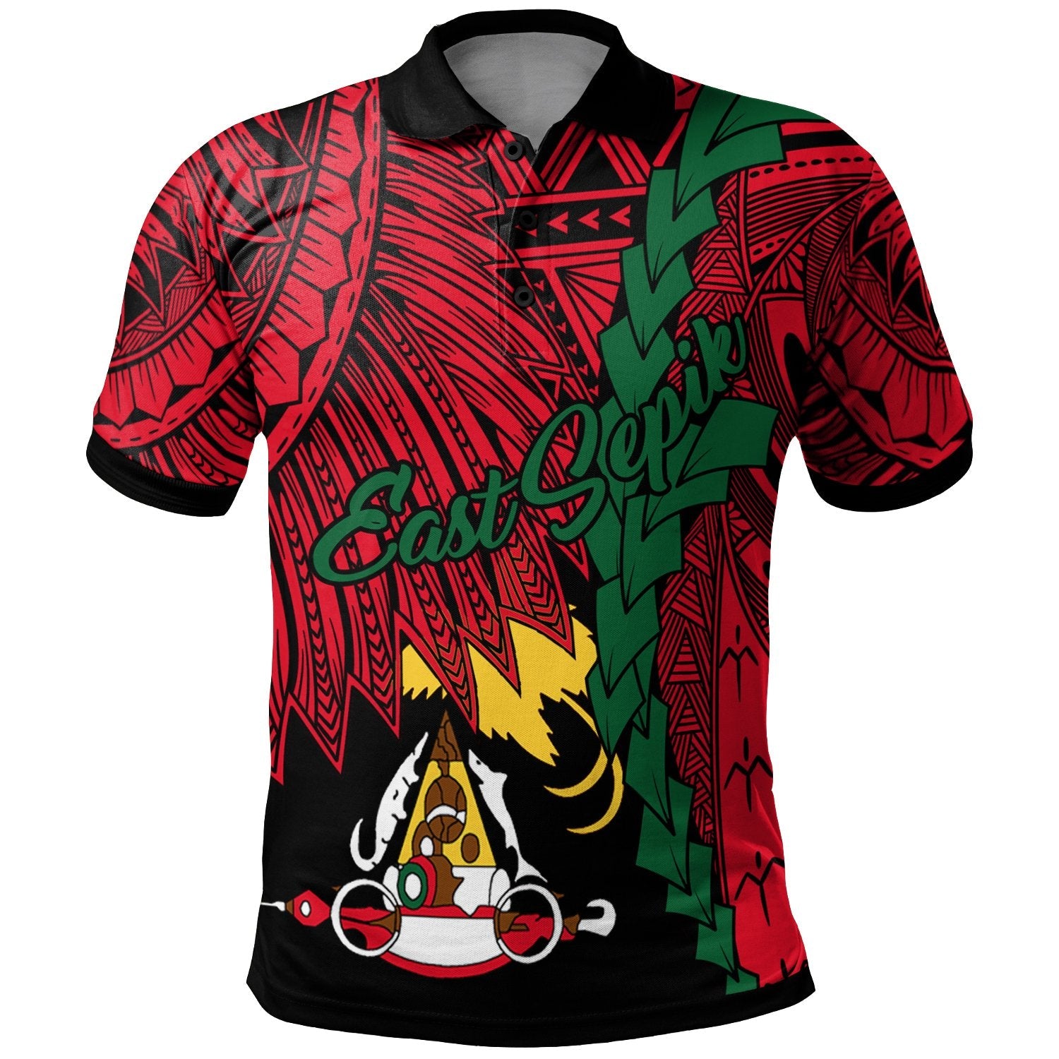 Papua New Guinea East Sepik Province Polynesian Polo Shirt - Tribal Wave Tattoo