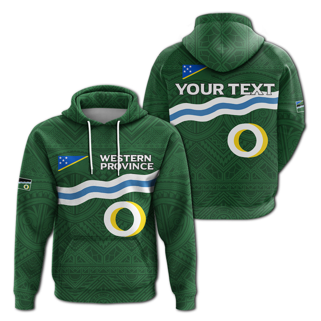 Custom Text Solomon Islands Western Province Hoodie Tribal Pattern