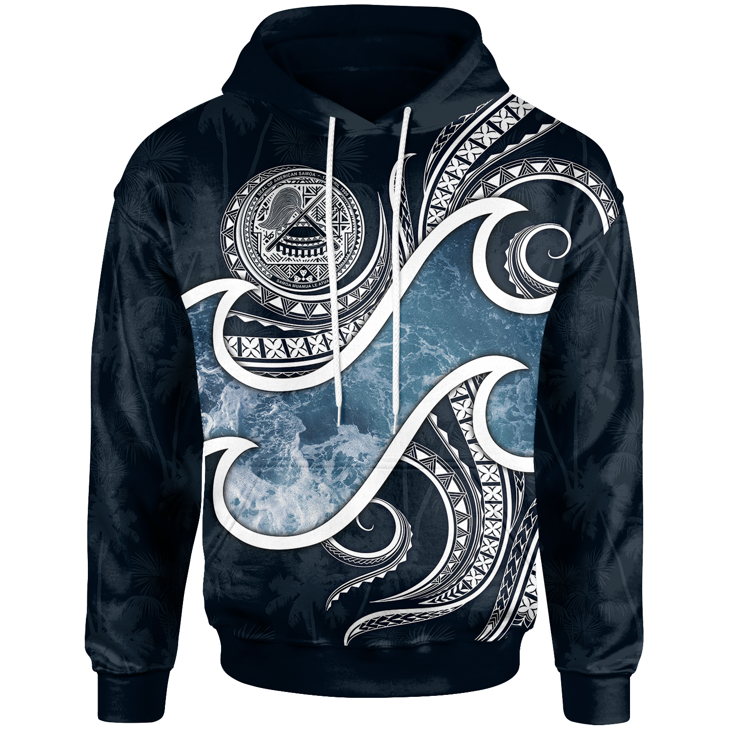 American Samoa Polynesian Hoodie Ocean Style