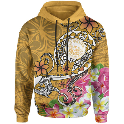 Hawaii Polynesian Hoodie Hawaii Seal With Turtle Plumeria (Gold)