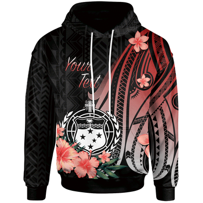 Samoa Hoodie Red Polynesian Hibiscus Pattern Style