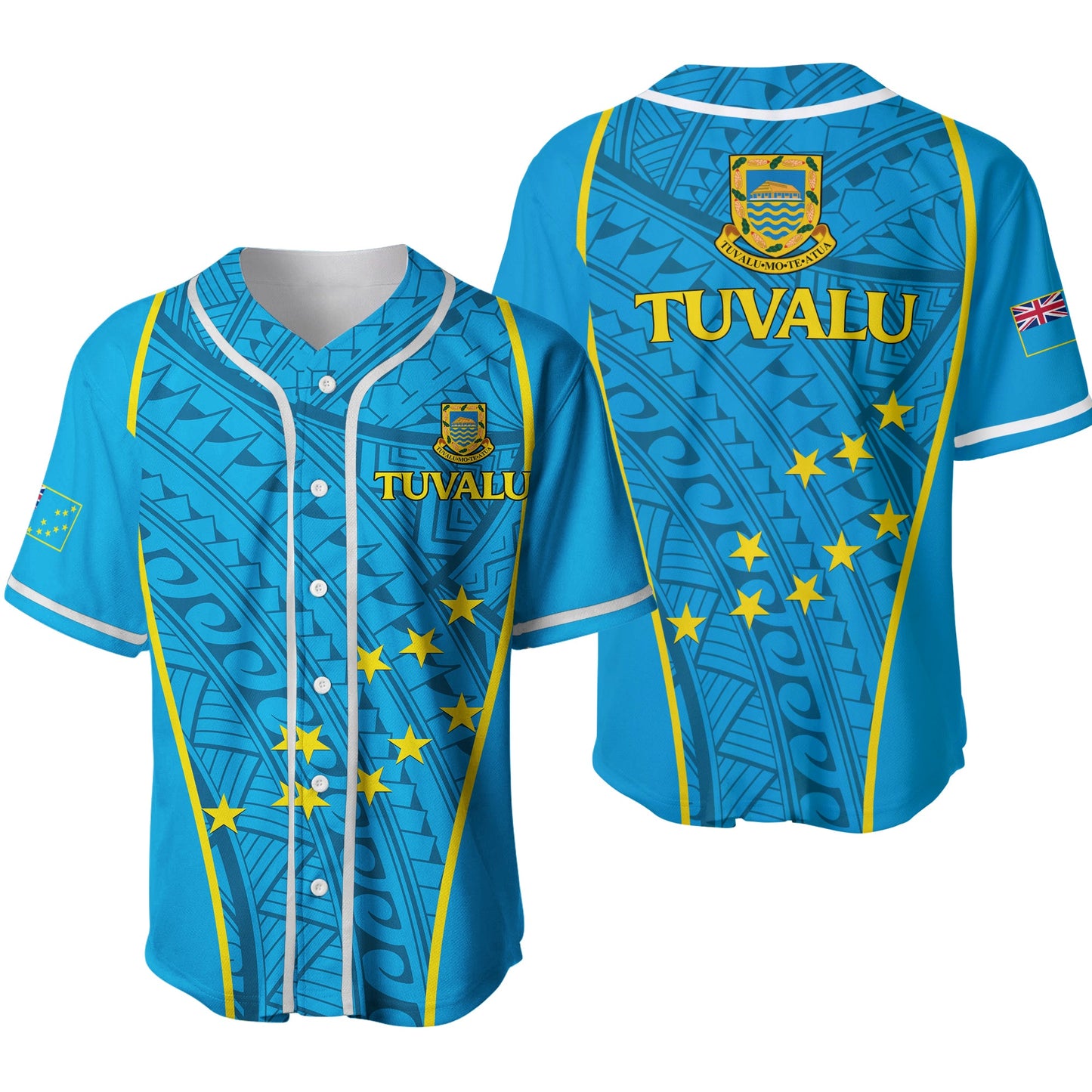 Tuvalu Baseball Jersey Tribal Pattern