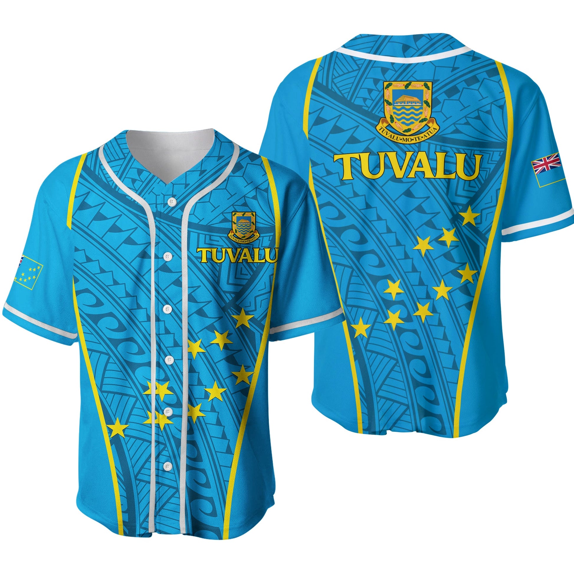 Tuvalu Baseball Jersey Tribal Pattern