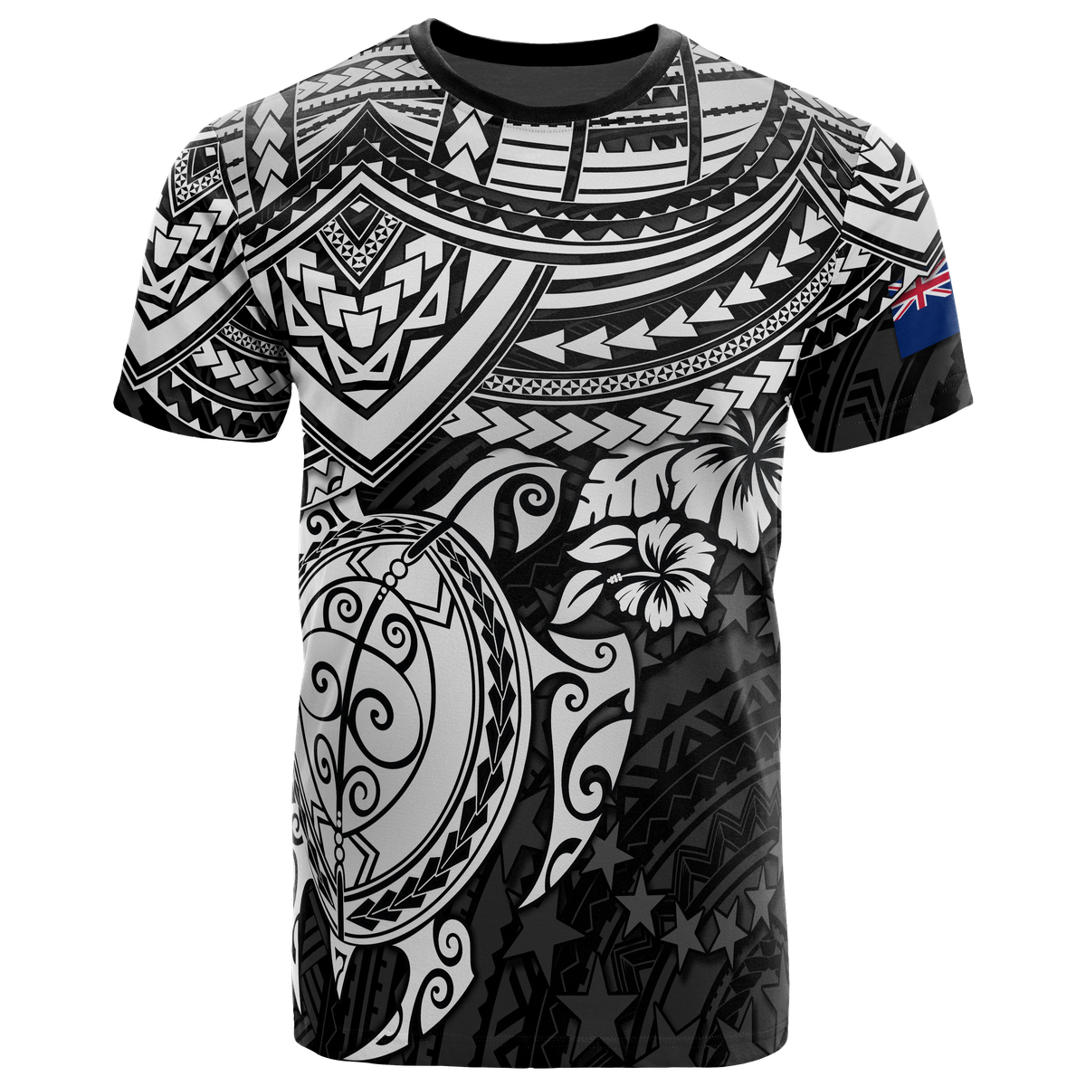 Cook Islands Polynesian T Shirt Cook Islands Flag White Turtle Hibiscus