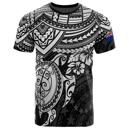Cook Islands Polynesian T Shirt Cook Islands Flag White Turtle Hibiscus