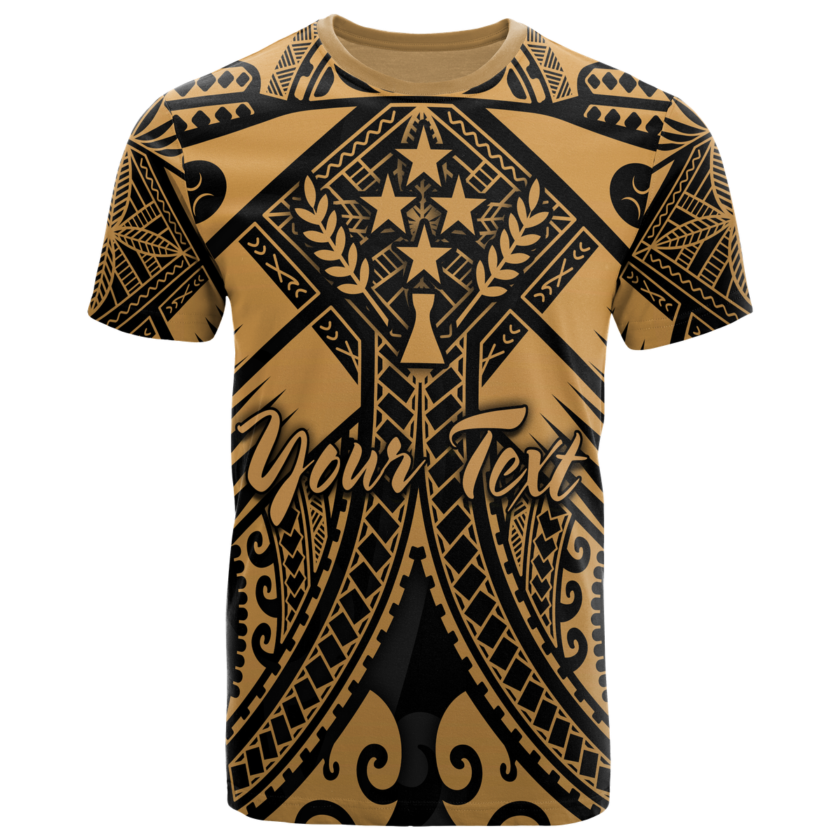 Kosrae Custom Personalised T Shirts Gold Seal with Polynesian Tattoo
