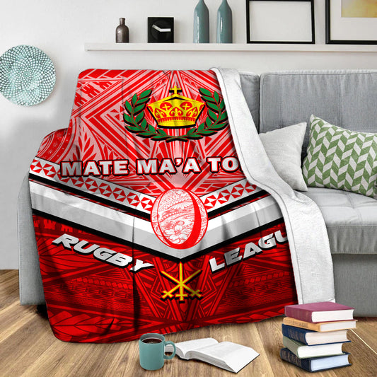 Tonga Rugby Mate Ma'a Tonga Tapa Pattern Blanket