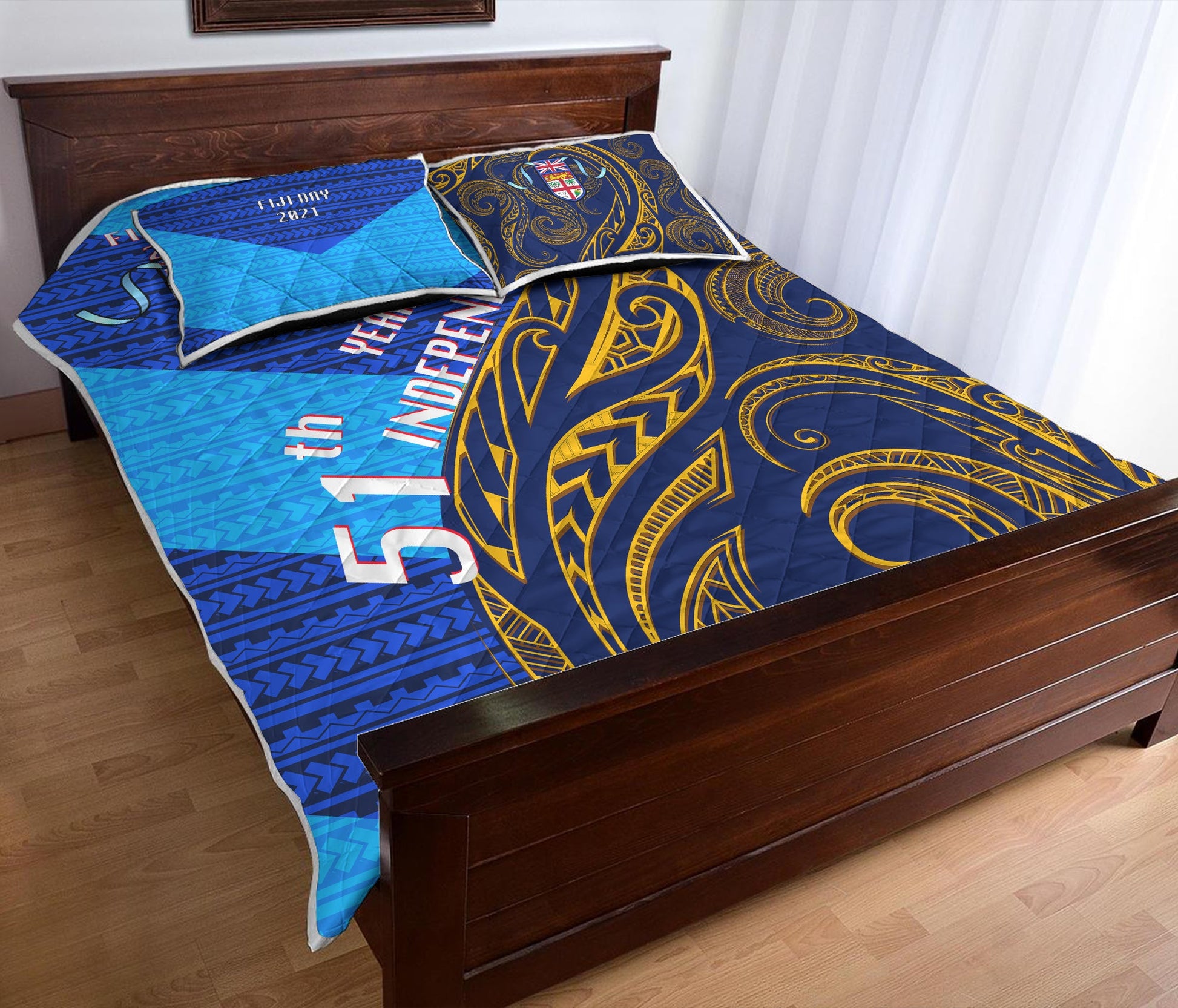 Fiji Day Quilt Bed Set 51th Year Of Independence