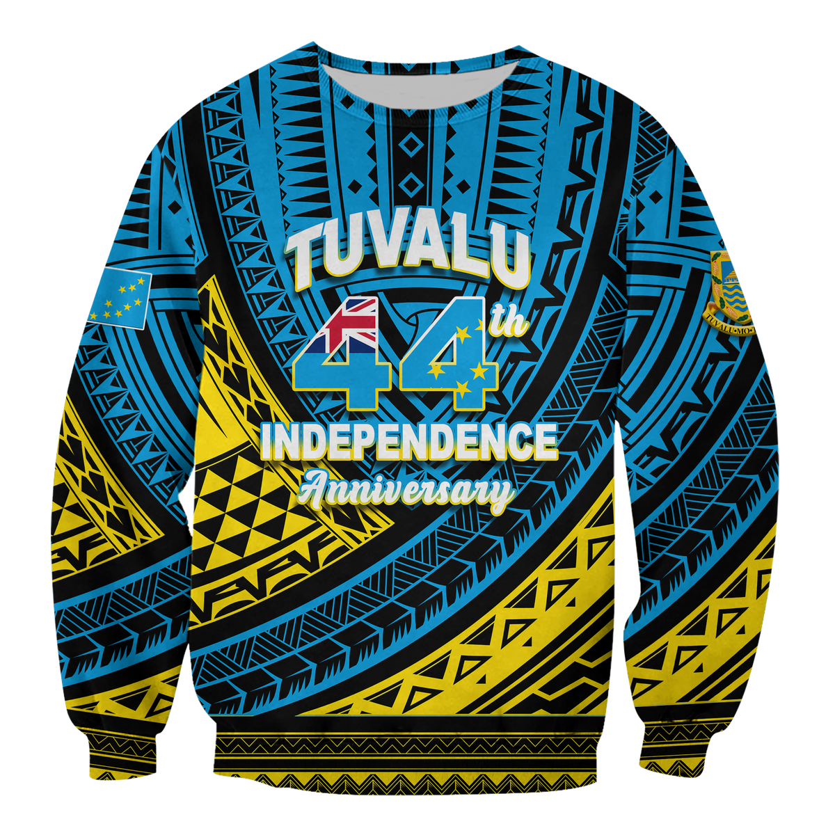 Tuvalu Sweatshirt 44th Independence Anniversary Tribal Pattern