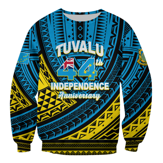 Tuvalu Sweatshirt 44th Independence Anniversary Tribal Pattern