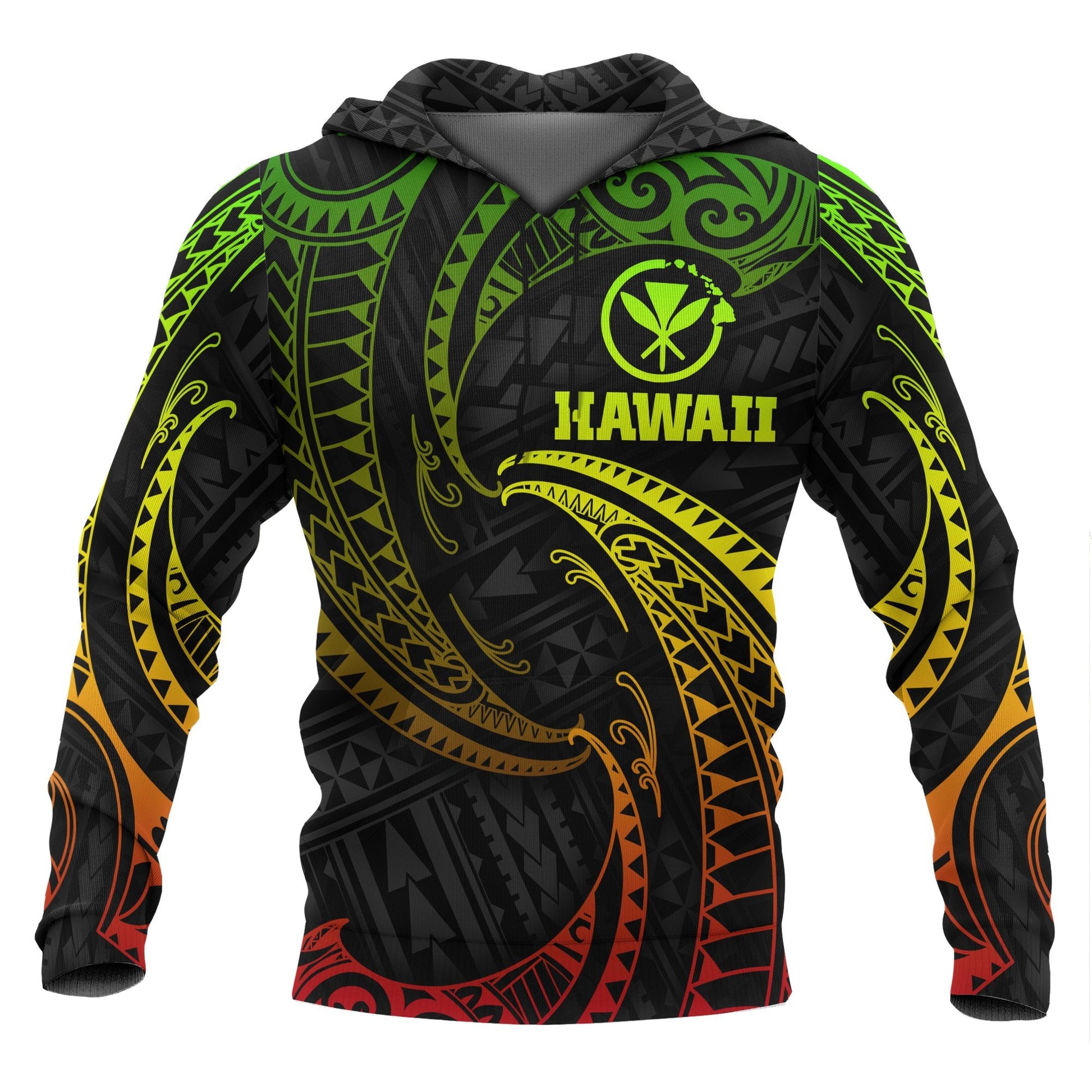 Hawaii Polynesian Hoodie Reggae Tribal Wave