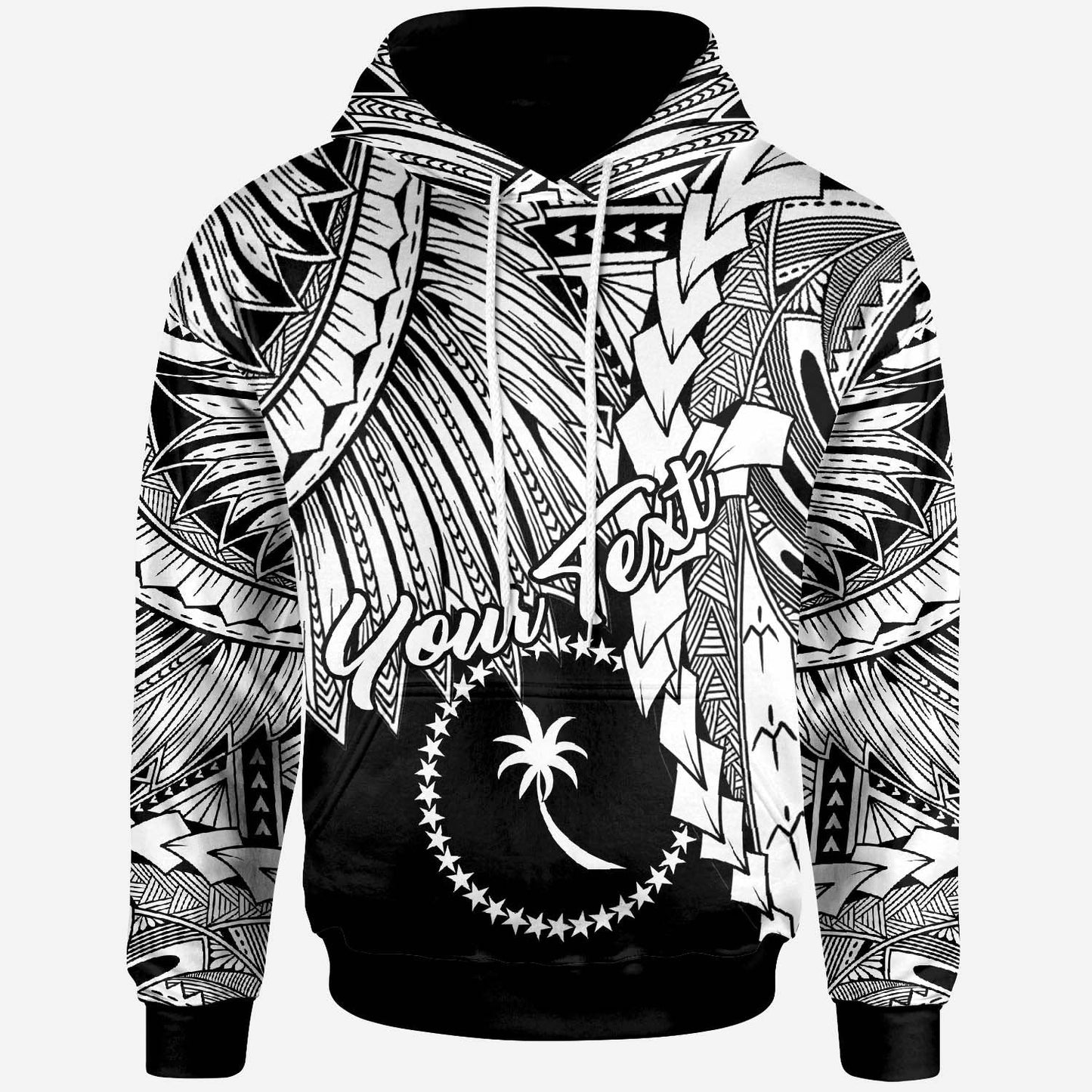 Chuuk Polynesian Hoodie Tribal Wave Tattoo White