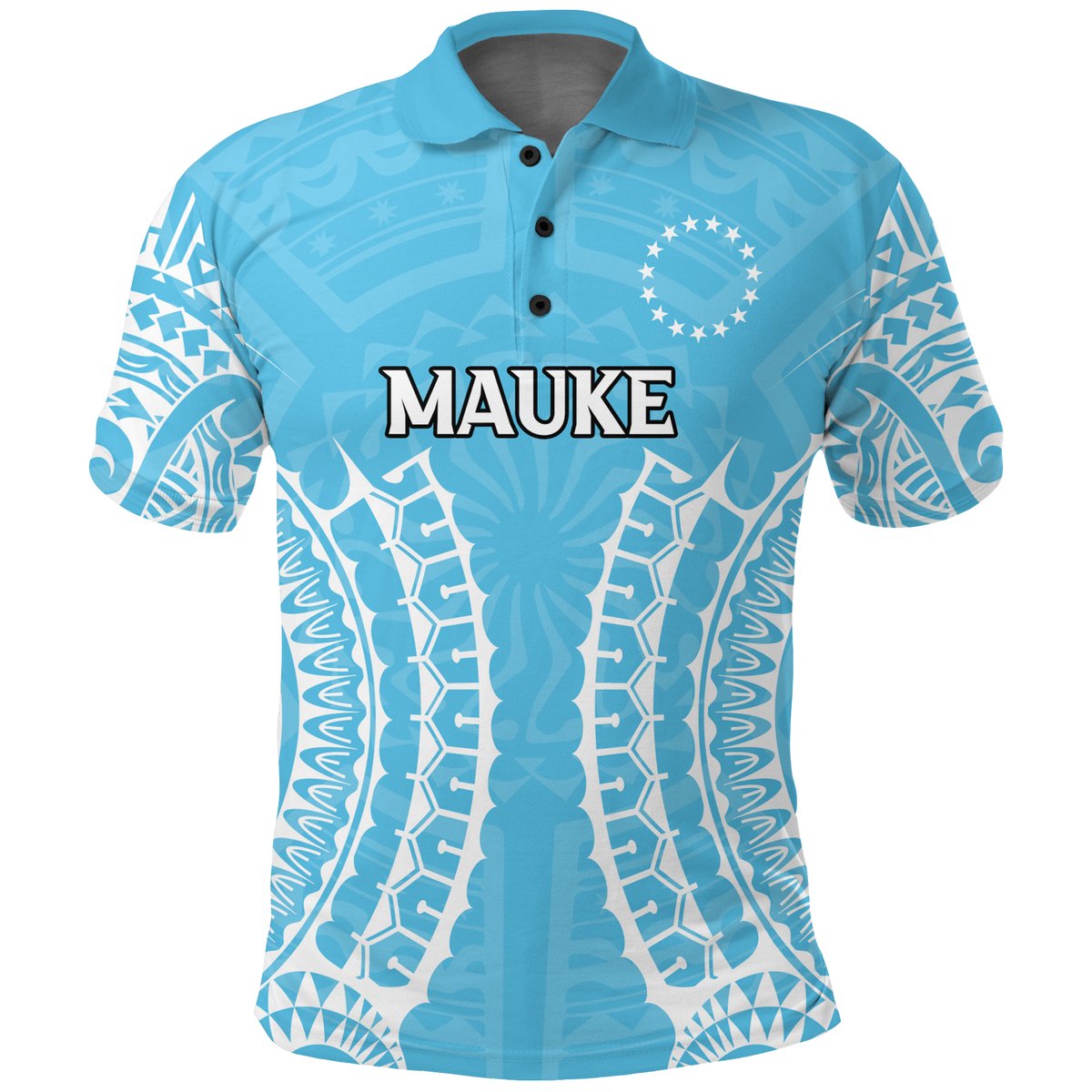 Cook Islands Mauke Polo Shirt - Tribal Pattern -