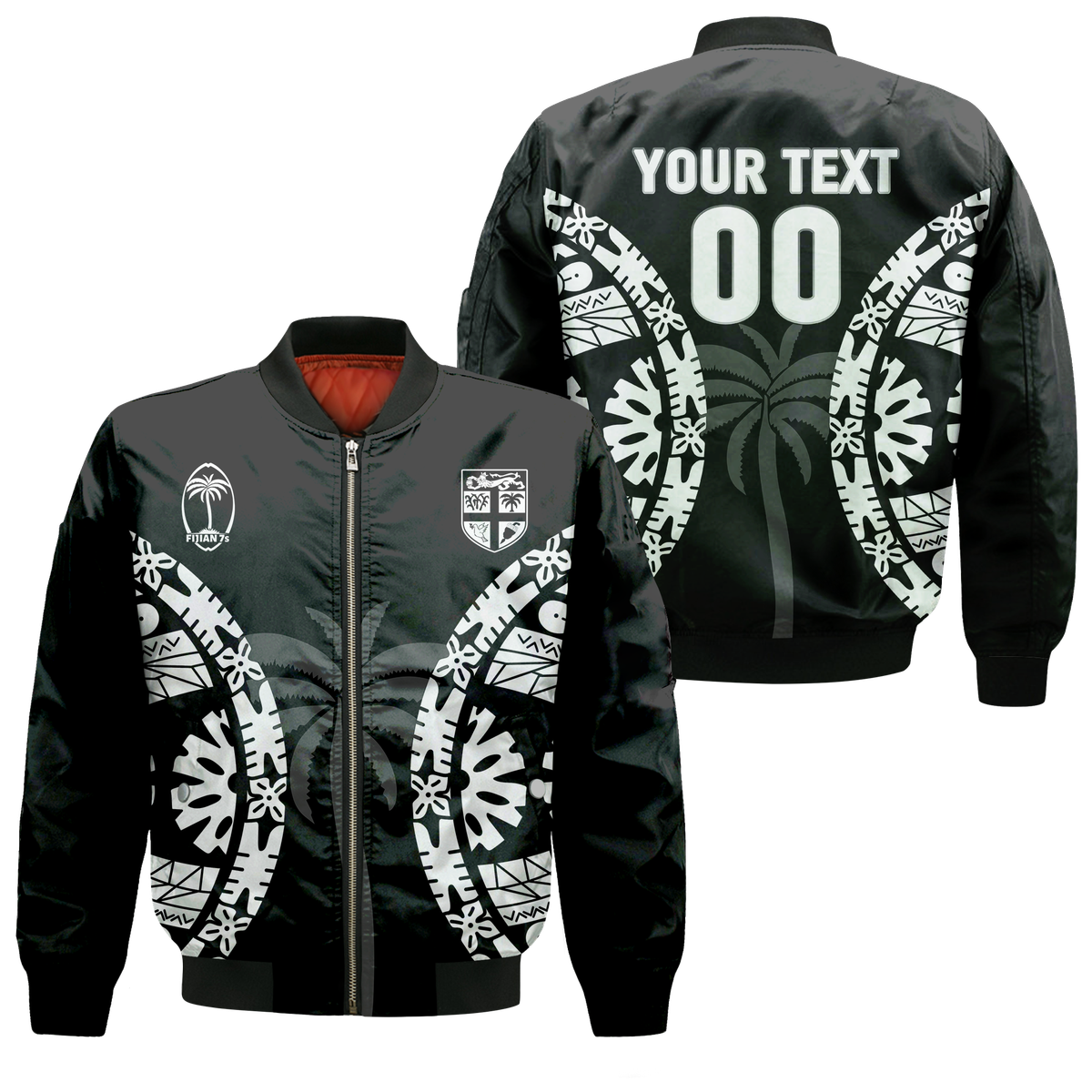 (Custom Personalised) Fiji Rugby Sevens Fijian Tapa Pattern Bomber Jacket