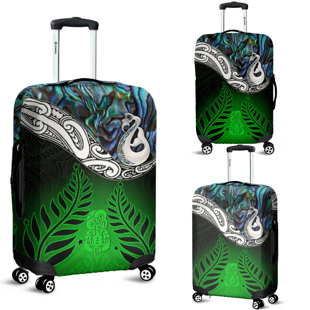 New Zealand Maori Luggage Covers Manaia Paua Shell Glitter Green