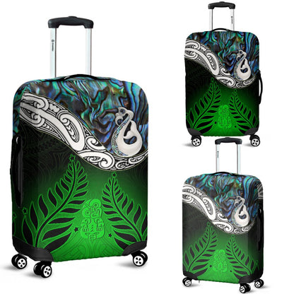New Zealand Maori Luggage Covers Manaia Paua Shell Glitter Green