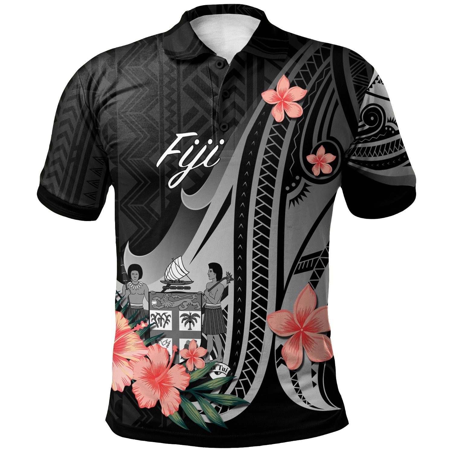 Fiji Polo Shirt - Polynesian Hibiscus Pattern Style